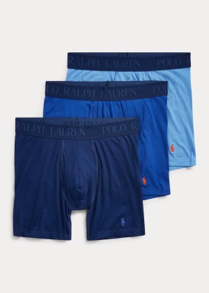 Bielizny Ralph Lauren 4D Flex Boxer Brief 3-Pack Męskie Niebieskie | PFEE0618