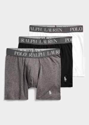 Bielizny Ralph Lauren 4D Flex Boxer Brief 3-Pack Męskie Białe Szare Czarne | YQSC1924