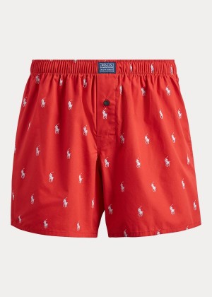 Bielizny Ralph Lauren Allover Pony Boxer Męskie Czerwone Niebieskie | MTWX0188