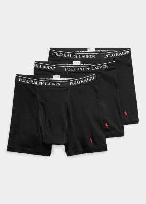 Bielizny Ralph Lauren Boxer Brief 3-Pack Męskie Czarne | EMDW2149