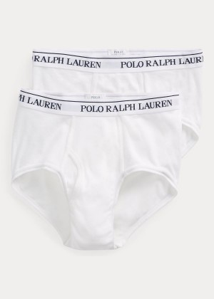 Bielizny Ralph Lauren Classic Mid-Rise Brief 2-Pack Męskie Białe | DMPS8937