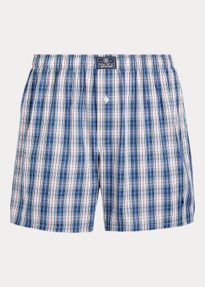 Bielizny Ralph Lauren Plaid Cotton Boxer Męskie Granatowe Kolorowe | TLIP4004