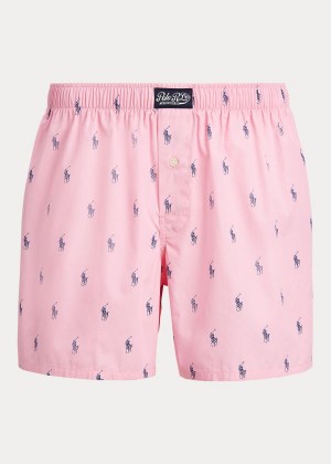 Bielizny Ralph Lauren Signature Pony Cotton Boxer Męskie Różowe Niebieskie | FKTO7859