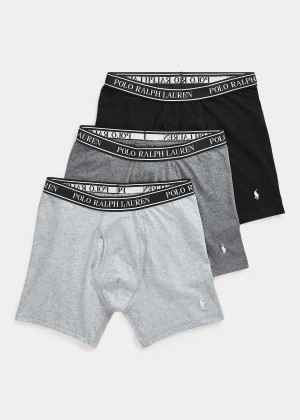 Bielizny Ralph Lauren Stretch Boxer Brief 3-Pack Męskie Czarne | TLCW3002