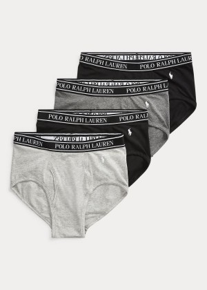 Bielizny Ralph Lauren Stretch Brief 4-Pack Męskie Czarne | BKSN1921