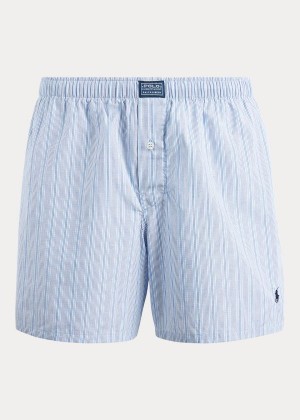 Bielizny Ralph Lauren Striped Woven Boxer Męskie Niebieskie | URSZ8558