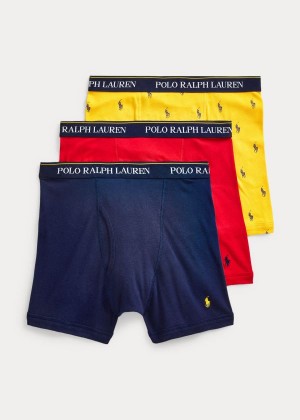 Bielizny Ralph Lauren Wicking Boxer Brief 3-Pack Męskie Granatowe Czerwone Królewski Niebieski Niebieskie | CTDT0801