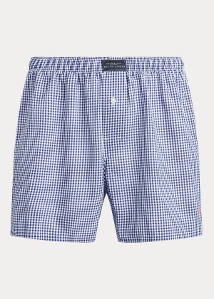 Bielizny Ralph Lauren Woven Cotton Boxer Męskie Niebieskie | XXKA1031