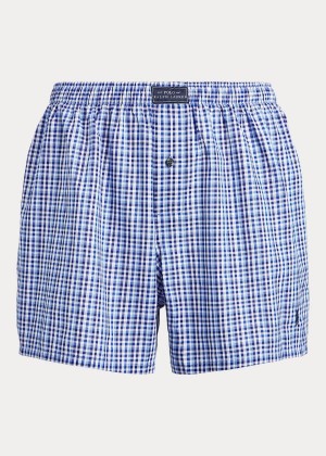 Bielizny Ralph Lauren Woven Cotton Boxer Męskie Niebieskie | UHBK6049