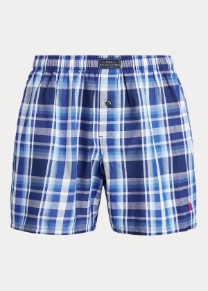 Bielizny Ralph Lauren Woven Cotton Boxer Męskie Niebieskie Kolorowe | LZMY2638