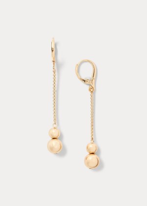 Biżuteria Ralph Lauren Gold-Finished Drop Earrings Damskie Złote | EZSU1101