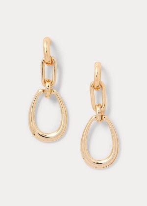 Biżuteria Ralph Lauren Gold-Finished Link Earrings Damskie Złote | MHGG0870