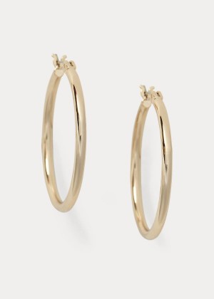 Biżuteria Ralph Lauren Gold Hoop Earrings Damskie Złote | PVSJ4577