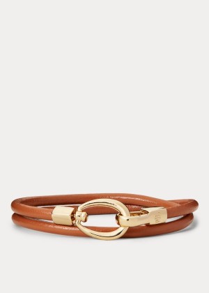 Biżuteria Ralph Lauren Leather Wrap Bracelet Damskie Złote | ZIXE3911