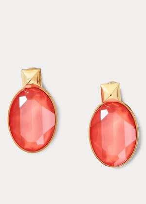 Biżuteria Ralph Lauren Oval Crystal Drop Earrings Damskie Koralowe | AYLR6467