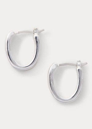 Biżuteria Ralph Lauren Oval Hoop Earring Damskie Srebrne | WMFW1778