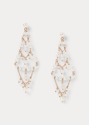 Biżuteria Ralph Lauren Pearl Chandelier Earrings Damskie Srebrne | OOBW8688