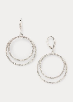 Biżuteria Ralph Lauren Rhinestone Drop Earrings Damskie Srebrne | AJTU3265