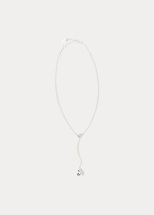 Biżuteria Ralph Lauren Silver Drop-Chain Necklace Damskie Srebrne | NTRO4390