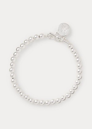 Biżuteria Ralph Lauren Sterling Silver Logo Bracelet Damskie Srebrne | GJYL2452