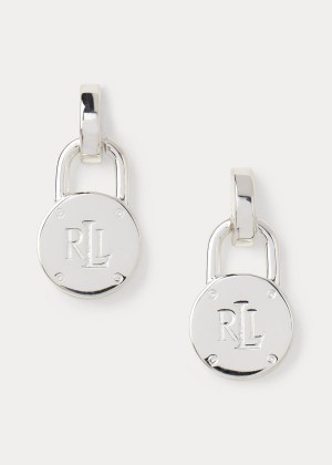 Biżuteria Ralph Lauren Sterling Silver Padlock Studs Damskie Srebrne | RZKF7523