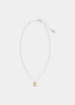 Biżuteria Ralph Lauren Stirrup Pendant Necklace Damskie Srebrne | UBIE5669