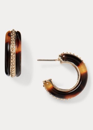 Biżuteria Ralph Lauren Tortoiseshell Hoop Earrings Damskie Złote | HOHG4938