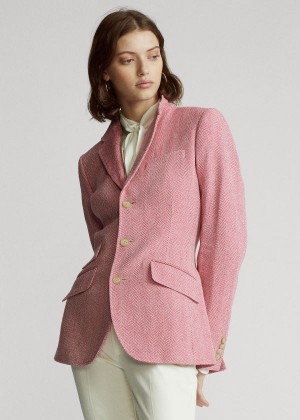 Blezery Ralph Lauren Cotton-Blend Blazer Damskie Różowe Kremowe | CLUF7107