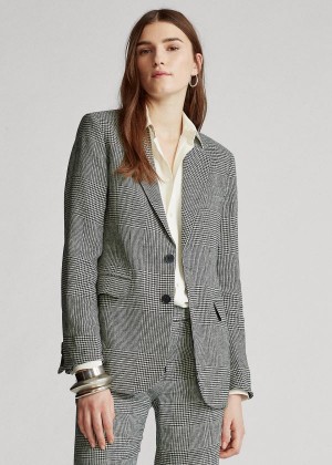 Blezery Ralph Lauren Glen Plaid Linen Blazer Damskie Kremowe Szare Kolorowe | VCCN1398