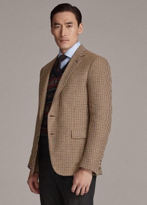 Blezery Ralph Lauren Gregory Checked Sport Coat Męskie Brązowe Kremowe | YEJR2107