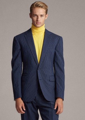 Blezery Ralph Lauren Gregory Pinstripe Suit Jacket Męskie Granatowe Kremowe | XBFL1325