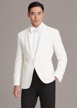 Blezery Ralph Lauren Gregory Wool Dinner Jacket Męskie Kremowe | GATF2138