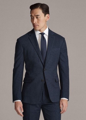 Blezery Ralph Lauren Hadley Piqu? Suit Jacket Męskie Granatowe Czarne | FYJI9009