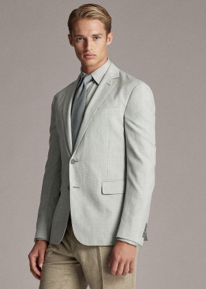 Blezery Ralph Lauren Hadley Tick-Weave Sport Coat Męskie Szare Kremowe | EWKN3413