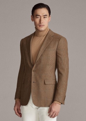 Blezery Ralph Lauren Handmade Cashmere Sport Coat Męskie Brązowe Głęboka Niebieskie | XHLU3830