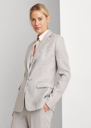 Blezery Ralph Lauren Herringbone Linen Blazer Damskie Głęboka Niebieskie | QGYM1571