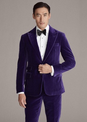 Blezery Ralph Lauren Kent Velvet Dinner Jacket Męskie Fioletowe | QXWD8648