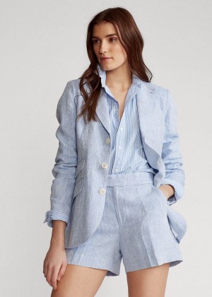 Blezery Ralph Lauren Linen Blazer Damskie Głęboka Niebieskie | CLPZ2082