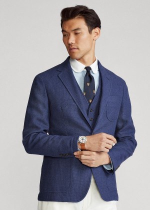 Blezery Ralph Lauren Polo Soft Tweed Sport Coat Męskie Indygo Niebieskie | IYMN0307