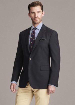 Blezery Ralph Lauren RLX Gregory Wool Sport Coat Męskie Granatowe | OXUP0479