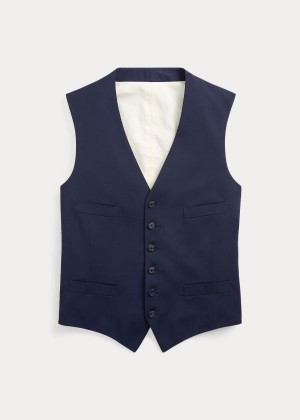 Blezery Ralph Lauren Wool Serge Vest Męskie Granatowe | XJCO4398