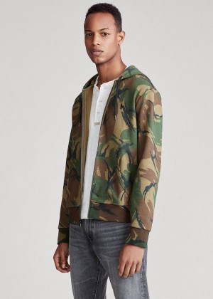 Bluza z Kapturem Ralph Lauren Camo Double-Knit Hoodie Męskie Camo | QJEB1898