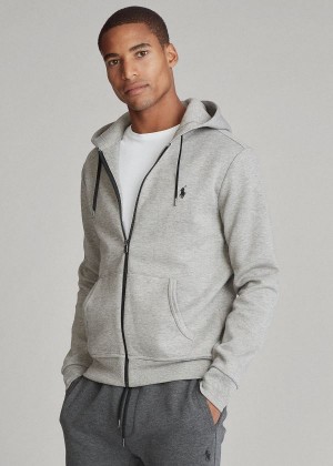 Bluza z Kapturem Ralph Lauren Double-Knit Full-Zip Hoodie Męskie Szare | ZFFG0379