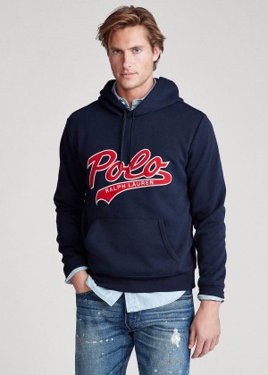 Bluza z Kapturem Ralph Lauren Double-Knit Logo Hoodie Męskie Granatowe | CYBF2447