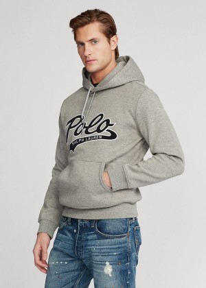 Bluza z Kapturem Ralph Lauren Double-Knit Logo Hoodie Męskie Szare | MQWD4753