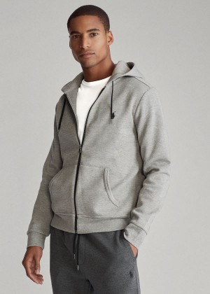 Bluza z Kapturem Ralph Lauren Double-Knit Full-Zip Hoodie Męskie Szare | BELF0900