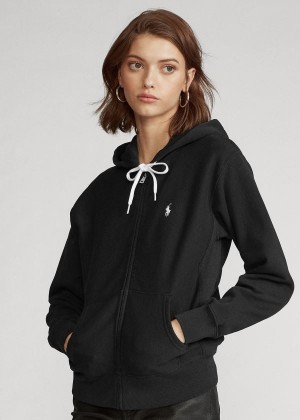 Bluza z Kapturem Ralph Lauren Fleece Full-Zip Hoodie Damskie Czarne | PPCL7868