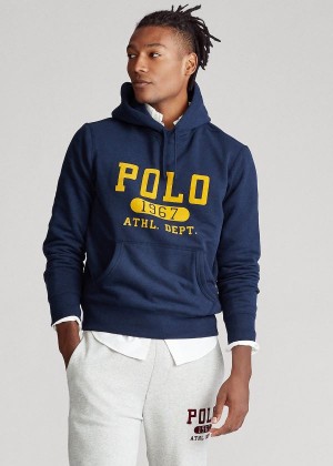 Bluza z Kapturem Ralph Lauren Fleece Graphic Hoodie Męskie Granatowe | QVYZ2068