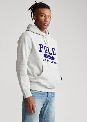 Bluza z Kapturem Ralph Lauren Fleece Graphic Hoodie Męskie Szare | WATQ9557