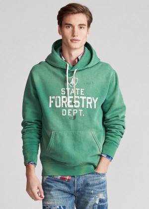 Bluza z Kapturem Ralph Lauren Fleece Graphic Hoodie Męskie Zielone | JJAY2741